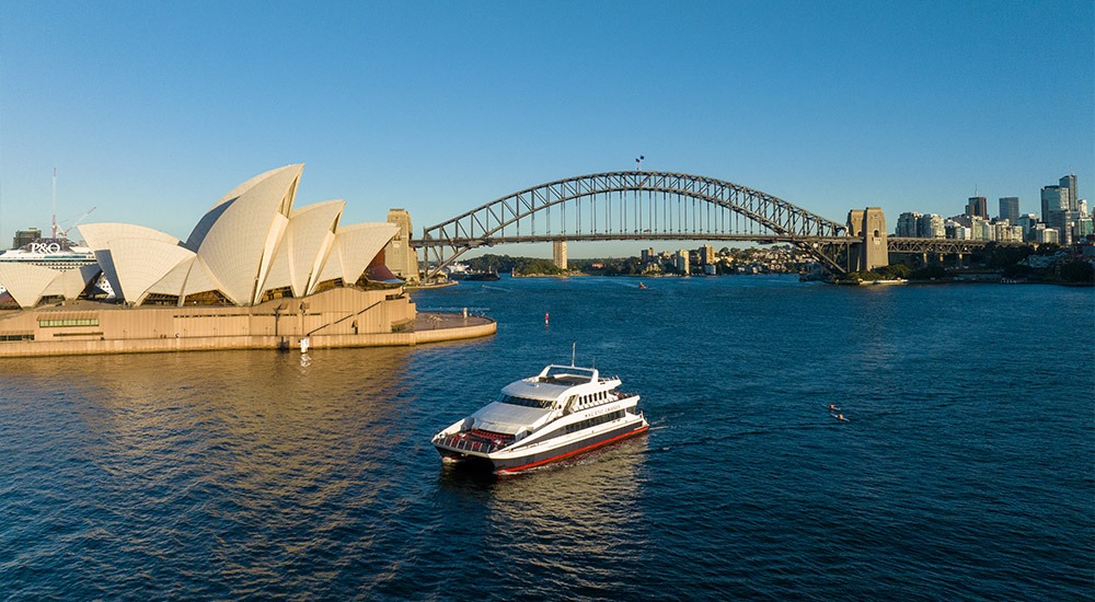 A lunch cruise in Sydney gliding past the Opera House and Harbour Bridge
