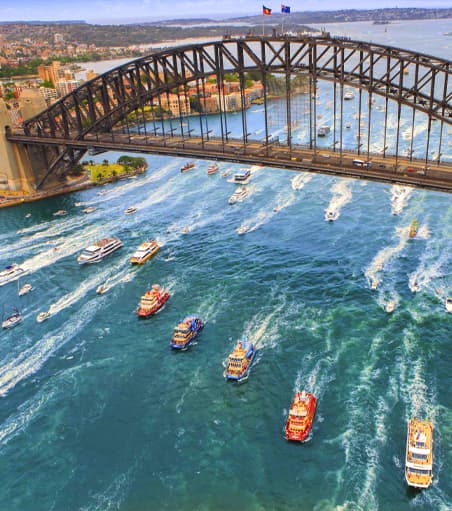Aerial view of the Sydney Harbour Australia Day events