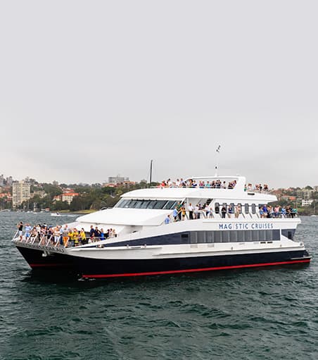 Follow every harbour action of Australia Day from the deck of a Magistic cruise.