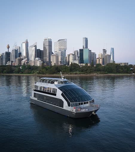 Enjoy a scrumptious lunch with 360° views of Sydney Harbour onboard clearview glass boat