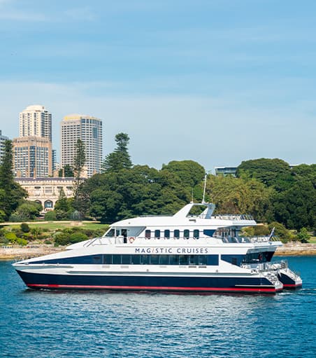 Enjoy a unique on-water perspective of Sydney Harbour aboard the Magistic long lunch cruise